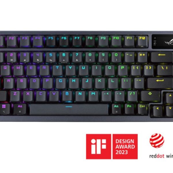 ASUS ROG AZOTH/NXSW/US/PBT (Snow Switch) Gaming Keyboard, OLED Display, NX Snow Switch, 75 Keys, Tri-mode Connection, Quiet
