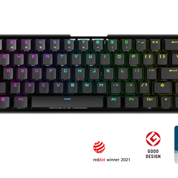 ASUS M601 ROG FALCHION NX Red Switch Compact 65% Wireless Mechanical Gaming Keyboard, 68 Keys, Interactive Touch panel, 450 Hours, ROG NX Switches, RG