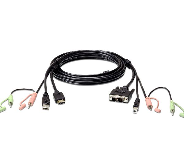 Aten KVM Cable 1.8m with HDMI, USB & Audio to DVI-D (Single Link), USB & Audio
