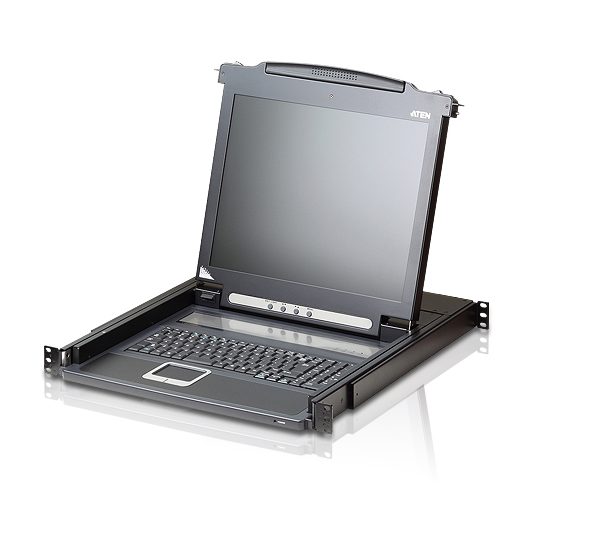 Aten Rackmount Single Rail LCD Console VGA PS/2-USB w/ 17' LCD Display, 1x Custom KVM Cable Included, 1280x1024@75hz Display, LED Illumination