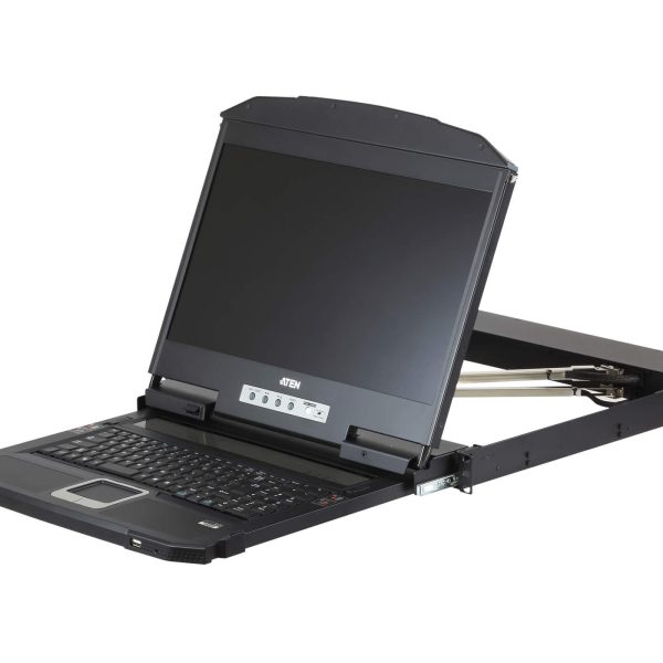 Aten Rackmount Dual Rail LCD Console VGA,HDMI,DVI & USB w/ 18.5' LCD Display, 1x Custom KVM Cable Included, 1920x1080@60hz Display, LED Illumination L