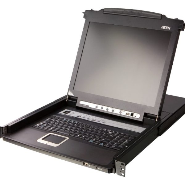 Aten Rackmount 17.3' FHD LCD 8-Port PS/2-USB VGA Single Rail LCD KVM Switch, control up to 256 computers from a single console
