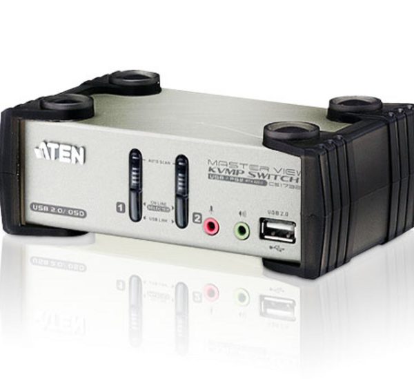 Aten Desktop KVMP Switch 2 Port Single Display VGA w/ audio & OSD, 2x Custom KVM Cables Included, 2x USB Port, Selection Via Front Panel