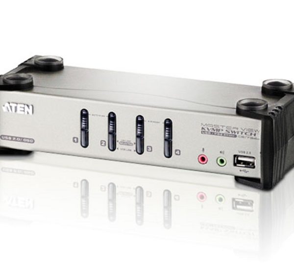 Aten Desktop KVMP Switch 4 Port Single Display VGA w/ audio & OSD, 4x Custom KVM Cables Included, 2x USB Port, Selection Via Front Panel