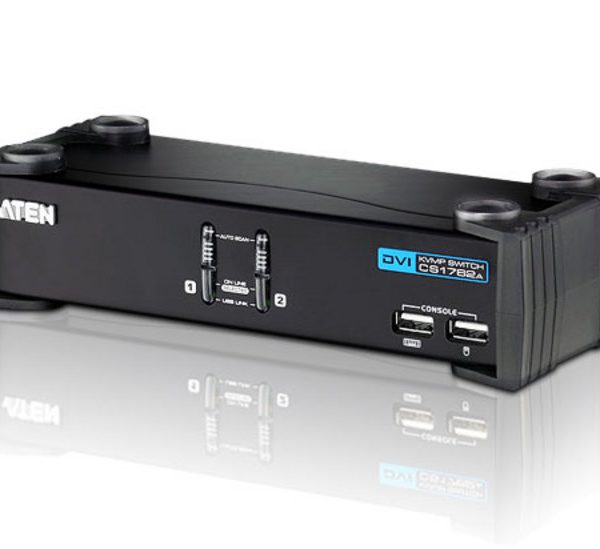 Aten Desktop KVMP Switch 2 Port Single Display DVI w/ audio, 2x Custom KVM Cables Included, 2x USB Port, Selection Via Front Panel