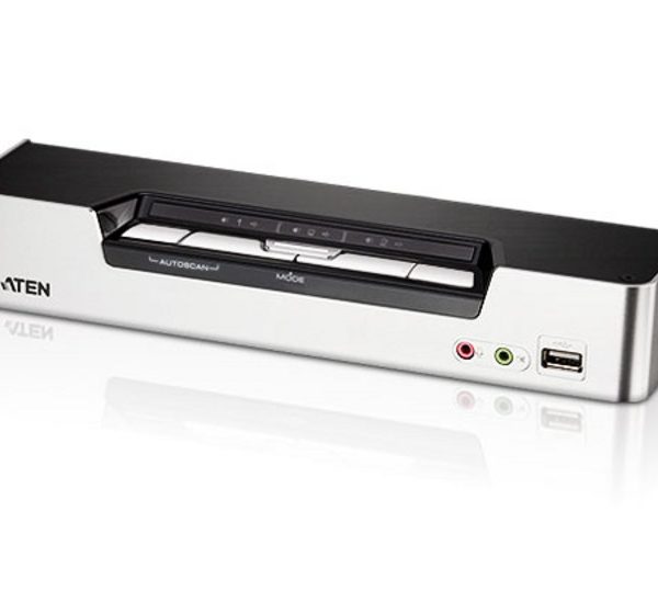 Aten Desktop KVMP Switch 4 Port Single Display HDMI w/ Dolby HD audio, 4x Custom KVM Cables Included, 2x USB Port, Selection Via Front Panel
