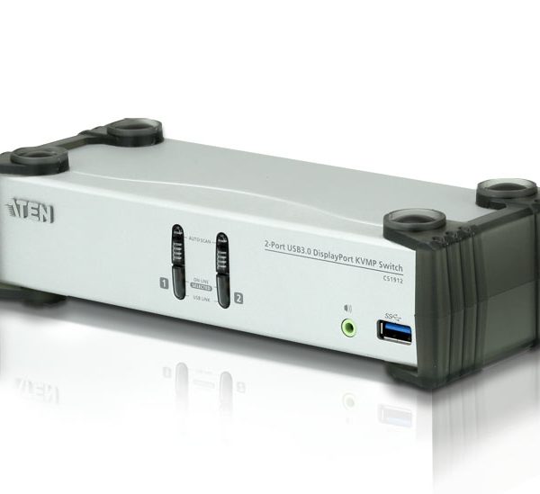 Aten Desktop KVMP Switch 2 Port Single Display DisplayPort w/ audio, Cables Included, 2x USB Port, Selection Via Front Panel