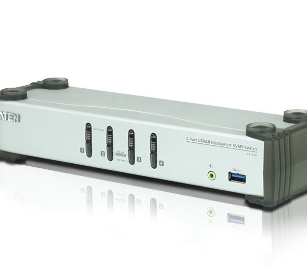 Aten Desktop KVMP Switch 4 Port Single Display DisplayPort w/ audio, Cables Included, 2x USB Port, Selection Via Front Panel