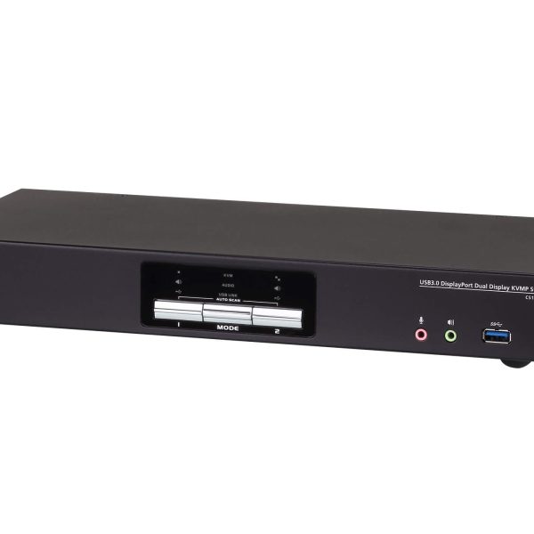 Aten Desktop KVMP Switch 2 Port Dual Display 4k DisplayPort w/ audio, Cables Included, 2x USB Port, Selection Via Front Panel