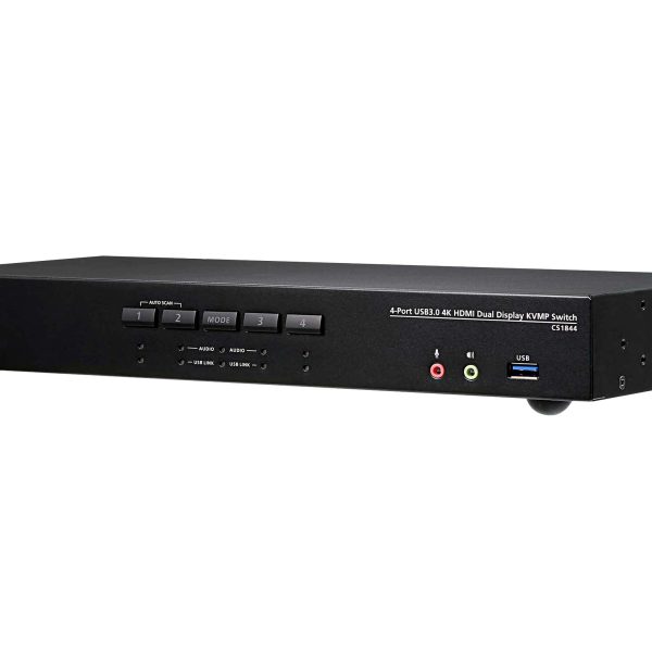 Aten Desktop KVMP Switch 4 Port Dual Display 4k HDMI w/ audio, Cables Included, 2x USB Port, Selection Via Front Panel