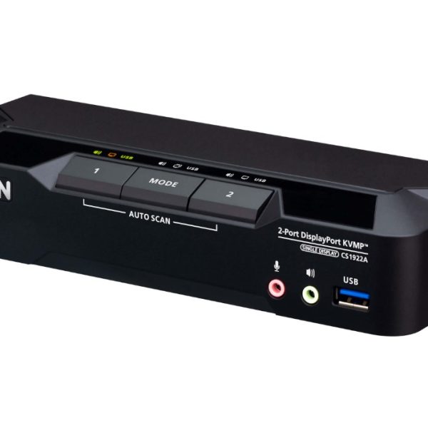 Aten 2-Port USB 3.0 8K DisplayPort KVMP™ Switch, Up to 7680 × 4320 @ 60 Hz, 5120 × 2880 @ 60 Hz, Supports daisy-chaining and displa (Cables included)