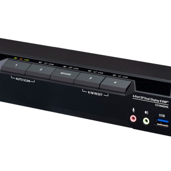 Aten Desktop 4-Port USB 3.0 8K DisplayPort Dual-Display KVMP™ Switch, Up to 7680 × 4320 @ 60 Hz, 5120 × 2880 @ 60 Hz (Cables included)