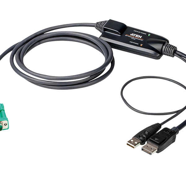 Aten DisplayPort Console Converter, connects an Aten SPHD (VGA KVM) interface switch to a DisplayPort and USB PC, up to 1920 x 1080 @ 60 Hz, compliant