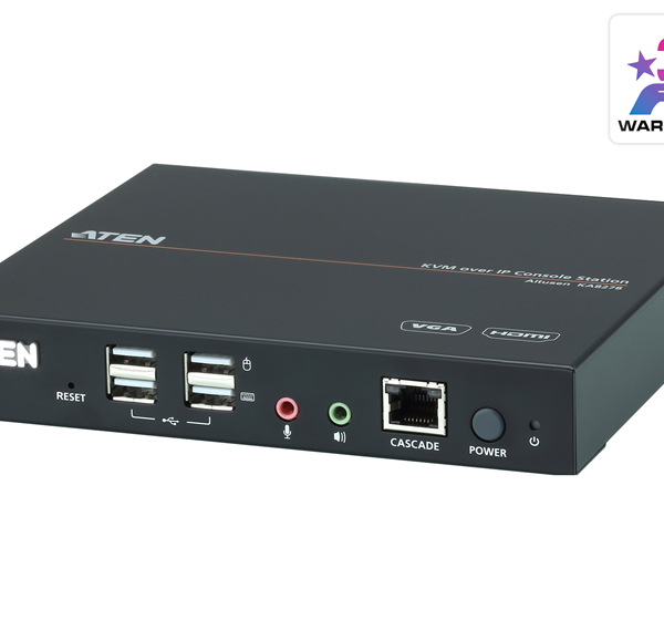 Aten VGA and HDMI Dual View USB KVM Console station for selected Aten KNxxxx KVM over IP series, supports full HD with design for 0U rack space