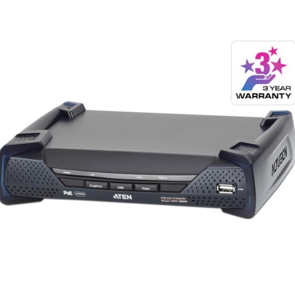 Aten 4K HDMI Single Display KVM over IP Receiver with Power over Ethernet, power adapter not included