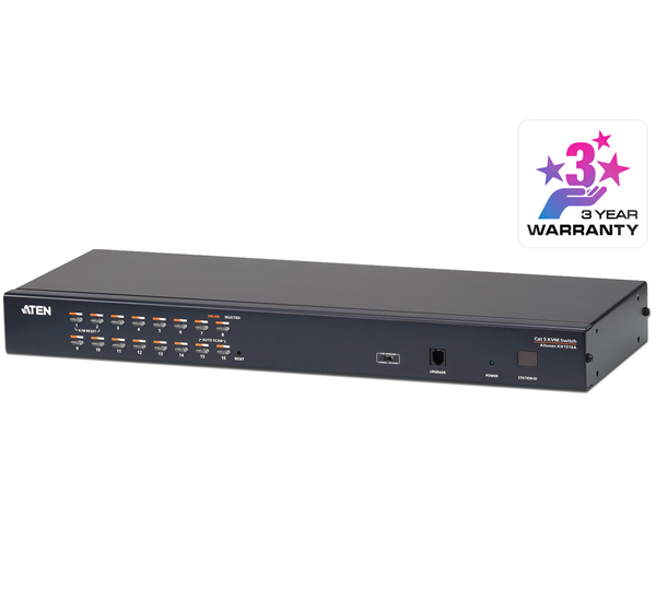 Aten Rackmount KVM Switch 16 Port Multi-Interface Cat 5, KVM Cables NOT Included, Daisy Chainable for up to 512 Devices,