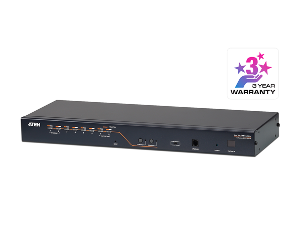 Aten Rackmount KVM Switch 2 Console 8 Port Multi-Interface Cat 5, KVM Cables NOT Included, Daisy Chainable for up to 128 Devices,