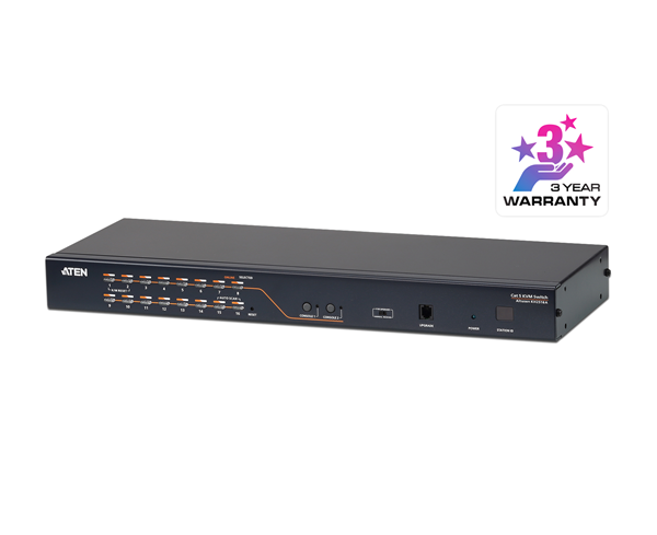 Aten Rackmount KVM Switch 2 Console 16 Port Multi-Interface Cat 5, KVM Cables NOT Included, Daisy Chainable for up to 256 Devices,