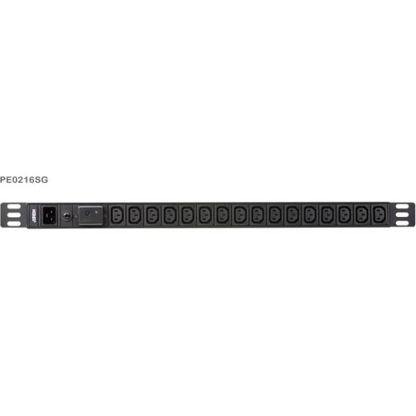 Aten 0U 16-port Basic PDU with Surge Protection, 100-240VAC, 16AMax, 50-60Hz, 16 x IEC C13, Overcurrent Protection, Aluminum material