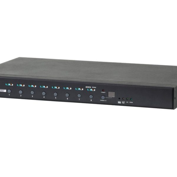 ATEN 16A 8-Outlet 1U Metered & Switched eco PDU, Detachable front panel fits 19' racks with different depths, Supports RS-232 port