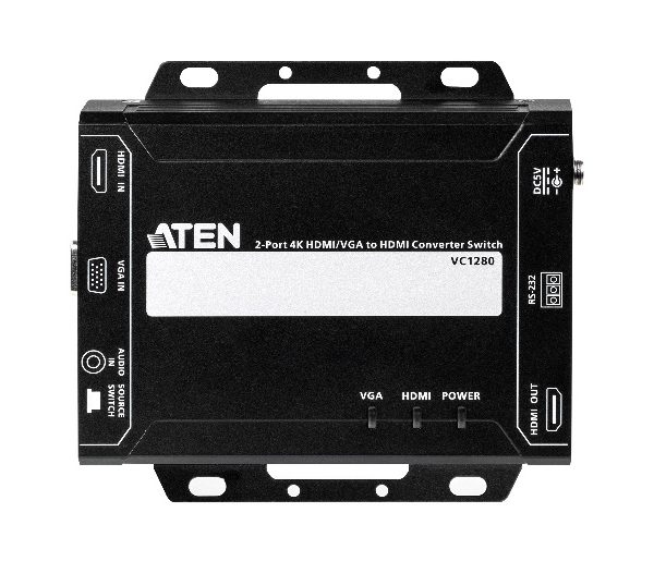 Aten Professional Converter Switch 2 Port 4K HDMI/VGA to HDMI Converter Switch, supports control via RS232 terminal or auto to new source