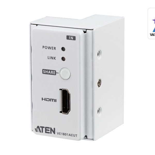 Aten HDMI HDBaseT-Lite Transmitter with EU Wall Plate / PoH, supports 4K @ 60 Hz (4:2:0) up to 40 m (Cat 6A), 1080p @ 70m (Cat 6A)