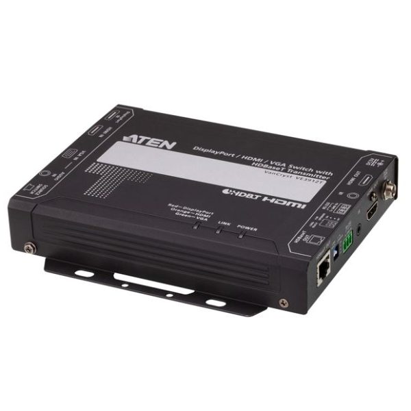 Aten VE3912T 4K DisplayPort / HDMI / VGA Switch with HDBaseT Transmitter, Auto Switch Mode, Mirrored Video Output, PoH
