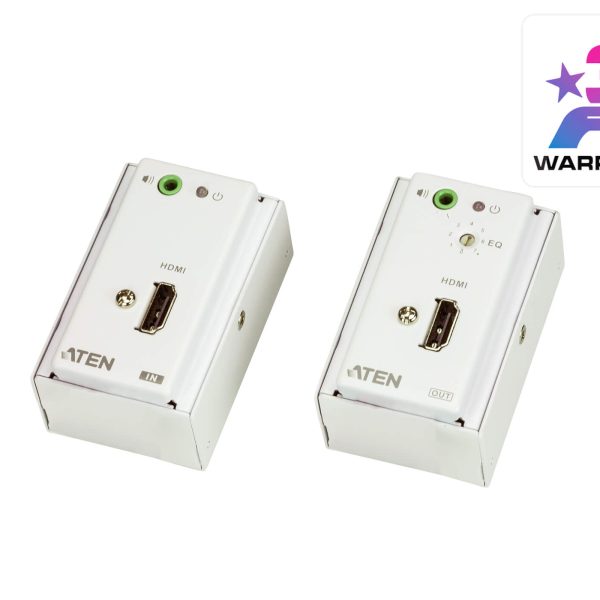 Aten HDMI Over 2 Cat 5 Extender with MK Wall Plate, supports up to 1080p @ 40m, 8-segment equalization adjustment switch