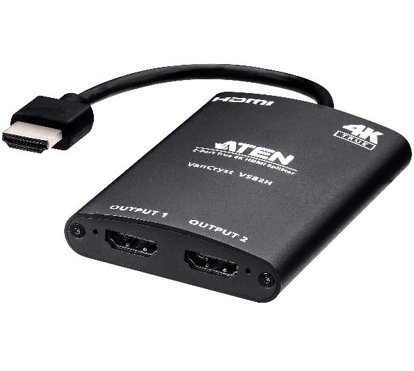 Aten Video Splitter 2 Port HDMI True 4K Compact Splitter, USB powered, auto-downscaling feature,