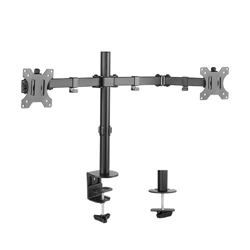 (LS)Brateck Dual Screens Economical Double Joint Articulating Steel Monitor Arm Fit Most 13’’-32’’ Monitors Up to 8kg per screen VESA 75x75/100x10