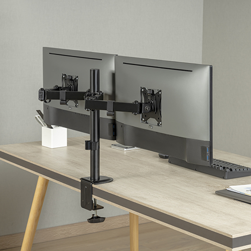 (LS)Brateck Dual-Monitor Steel Articulating Monitor Mount Fit Most 17'-32' Monitor Up to 20KG VESA 75x75,100x100(Black)(NEW)