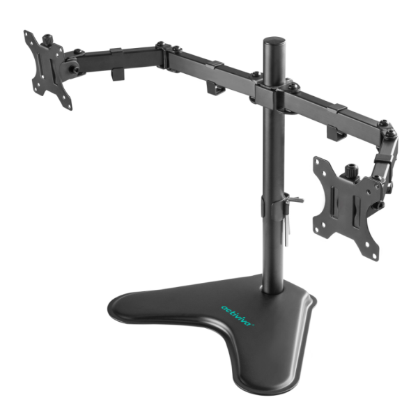 mbeat® activiva Dual-Screen Articulating Monitor Arm with Free-Standing Desktop Base provides perfect solution for ergonomic comfort and workspace(LS)
