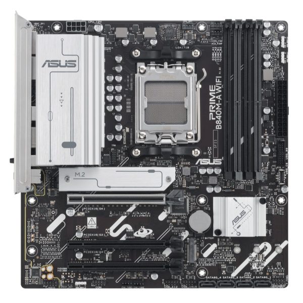 ASUS AMD PRIME B840M-A WIFI-CSM (AM5) Micro ATX Motherboard, DDR5 192GB, 2x PCIe 4 x16 slot, 3x M.2 slots, 4x SATA, Wi-Fi 6E, 1x HDMI, 1x DP