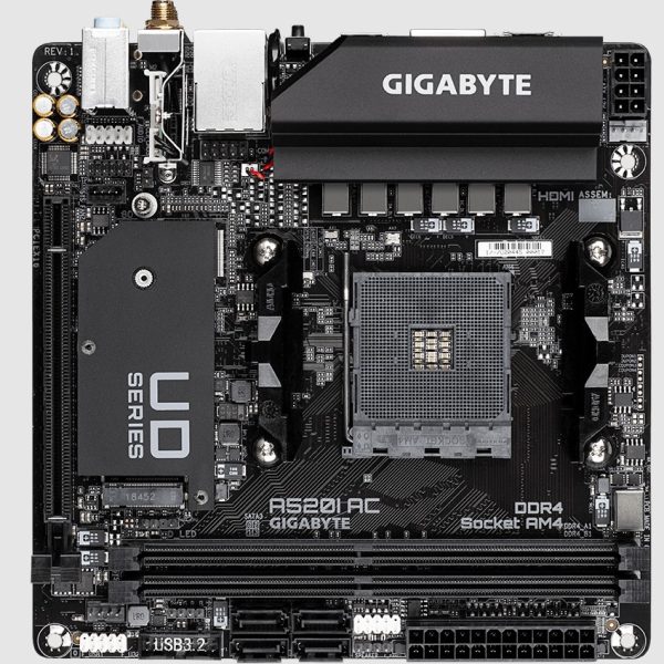 Gigabyte A520I AC AMD A520 Mini-ITX Ultra Durable Motherboard with Direct 6 Phases Digital VRM, Onboard Intel 802.11ac WIFI, PCIe 3.0 x4 M.2