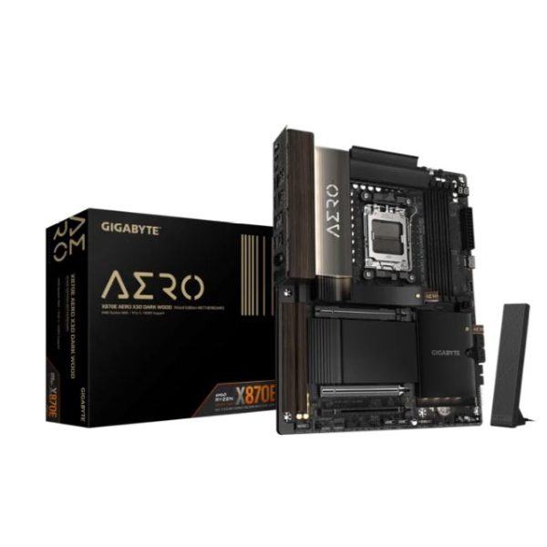 Gigabyte X870E AERO X3D DK WOOD AM5 DDR5 256GB USB4 Wi-Fi7 MT7927, RZ738 5GbE PCIe5 M.2 PCIe5/4 HDMI ALC1220 ATX