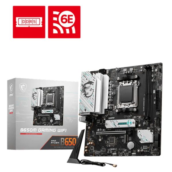 MSI B650M GAMING WIFI AMD AM5 MATX Motherboard, 2x DDR5 ~128GB, 1x PCI-E x16, 2x M.2, 4x SATA,  8x USB 3.2,(LS)