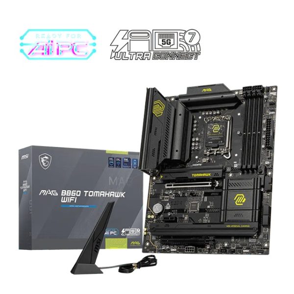 MSI MAG B860 TOMAHAWK WIFI, INTEL B860, 4x DDR5 256GB, 1x HDMI, 2x PCI-E x16 slot, 1x PCI-E x1, 3x M.2, 4x SATA 6G, 8x USB 2.0. Intel® Killer™ BE1750