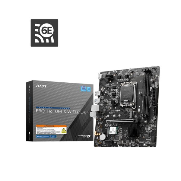 MSI PRO H610M-S WIFI DDR4 Intel LGA 1700 mATX Motherboard 2x DDR4~64GB,1x PCIe x16,1x PCIe x1,1x M.2,2x SATA 6G,8x USB2.0