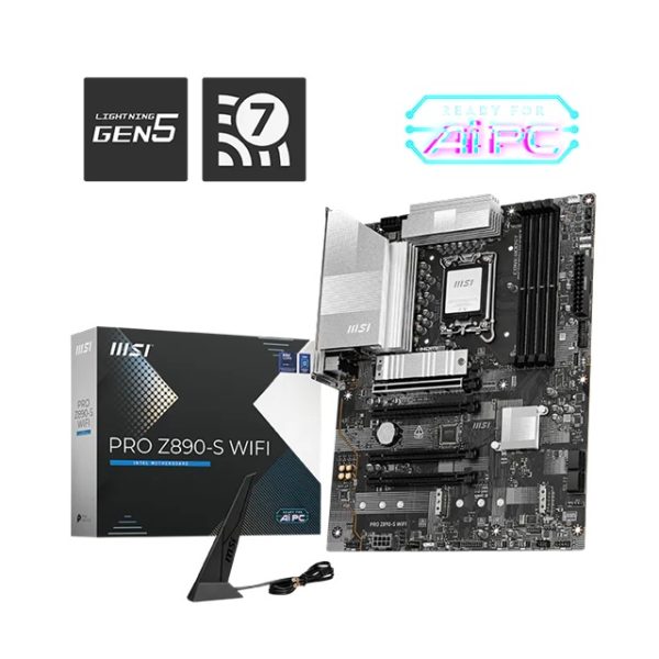 MSI PRO Z890-S WIFI, INTEL Z890, 4x DDR5 256GB, 1x HDMI, 4x PCI-E x16 slot, 3x M.2, 4x SATA, 4x USB 2.0, Intel® Wi-Fi 7