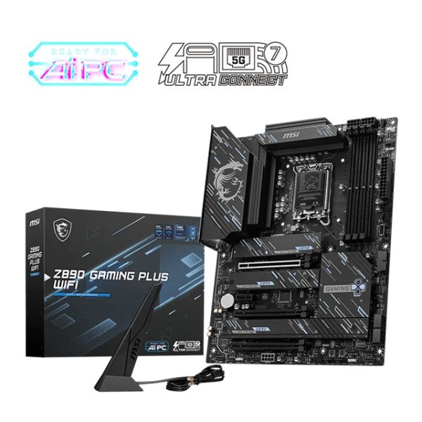 MSI Z890 GAMING PLUS WIFI  Motherboard, 4x DDR5 256GB, 3x PCI-E x 16, 1x PCI-E x 1, 4x M.2, 4x SATA 6G, 3x USB 3, 2x USB-C, 4 x USB 2