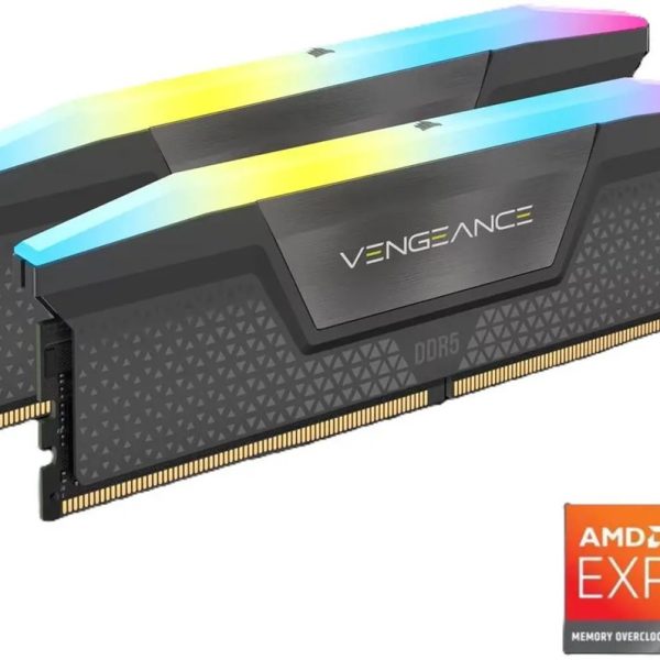 Corsair Vengeance RGB DDR5 16GB (2 x 8GB) DDR5 5200 CL40-40-40-77 1.25V Intel XMP & AMD EXPO - GREY, 288-pin DIMM, RGB, iCUE