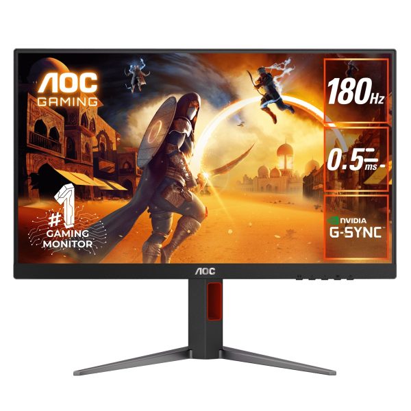 AOC 23.8' Gaming Monitor – FHD 180Hz IPS, 0.5ms MPRT, 126% sRGB, DP 1.4, HDMI 2.0, Delta E<2, tilt/swivel/height/pivot adjustable, VESA mountable (LS)