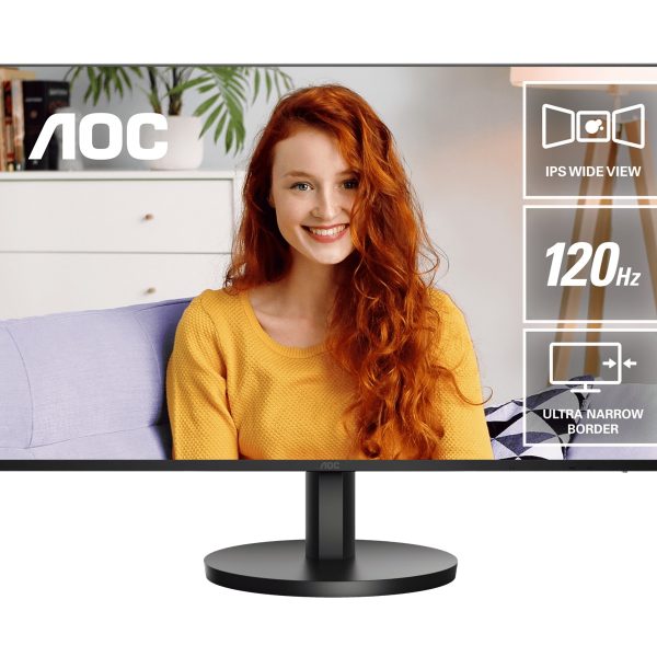 AOC 27' IPS, 120Hz, 250cd/m2,  Full HD 1920×1080 @ 100Hz – HDMI, 1920×1080 @ 60Hz – VGA, Flicker Free, VESA 100, Office Monitor (LS)