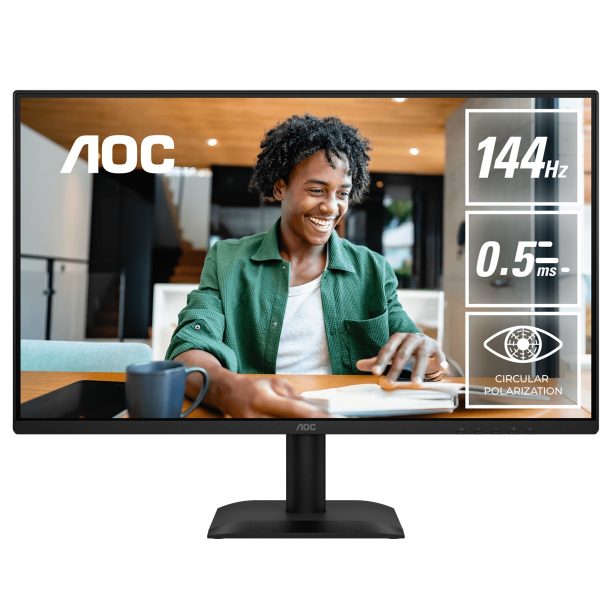 AOC 27E40L,27' IPS,FHD 1920x1080@144Hz,4ms/0.5ms,300cd/m²,1500:1,HDMI+DP,178°,VESA100 (LS)