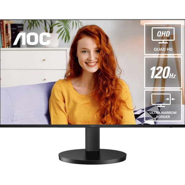 AOC 27' IPS Q27B3CF3: 2560×1440 @ 120Hz, 1ms MPRT, 350 nits, sRGB 116%, USB-C (65W), HDMI 2.0, USB hub, speakers, height-adjustable, VESA 100mm
