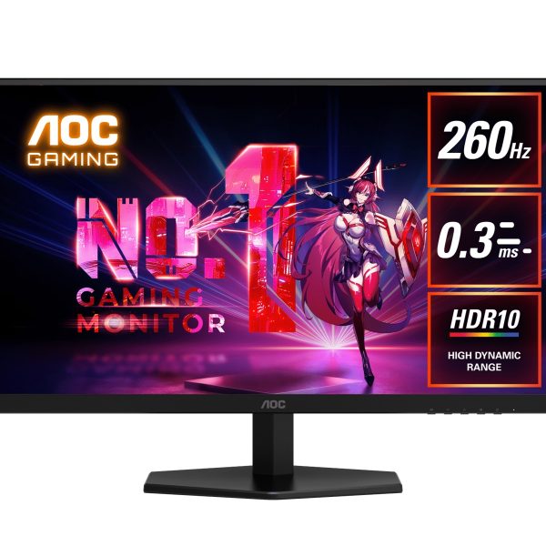 AOC 27' 260Hz Gaming Monitor : Fast IPS panel, 2560×1440 @ 260Hz, 0.3ms MPRT, 120% sRGB, 98.5% DCI-P3, 300 nits, DP & HDMI, tilt stand