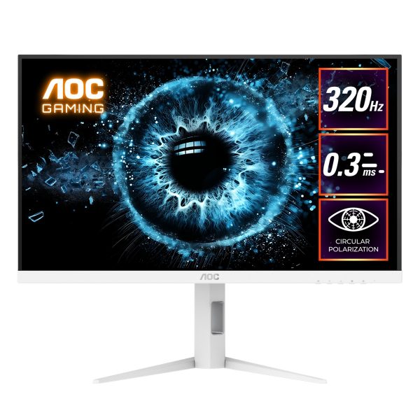 AOC 27' Fast IPS Q27G4SL/WS: 2560×1440 @ 320Hz, 1ms GtG, 350 nits, HDR 450 nits, sRGB 125%, DP 1.4, HDMI 2.1, ergonomic stand, VESA 100mm