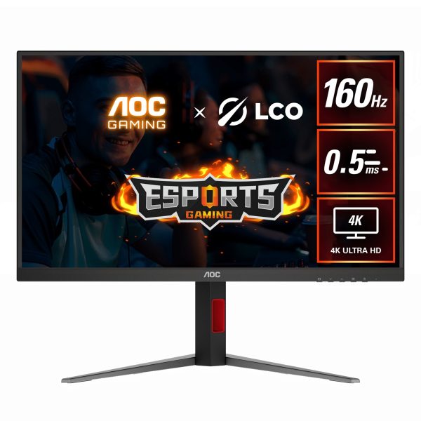 AOC 27' 4K Gaming Monitor – 160Hz 4K, 0.5ms MPRT, Fast IPS, 1.07B colors, HDR, Delta E<2, HDMI 2.1 & DP 1.4, tilt/swivel/height adjustable (LS)