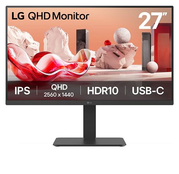 LG 27' 27BA65QB-B.AAU, QHD IPS, 100Hz, HDR10, USB-C PD 65W, Daisy Chain,KVM, 4×USB, DP/HDMI, adj. stand, 350nits, sRGB 99%, 5ms, VESA