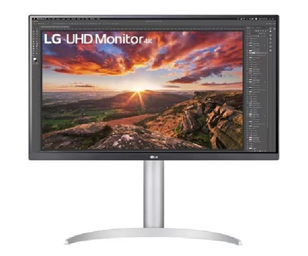LG 27' 4K UHD IPS Monitor with USB Type-C, HDR400, DCI-P3 95%, AMD FreeSync™, 3840×2160 res, 5ms response, 60Hz, and tilt/height/pivot stand